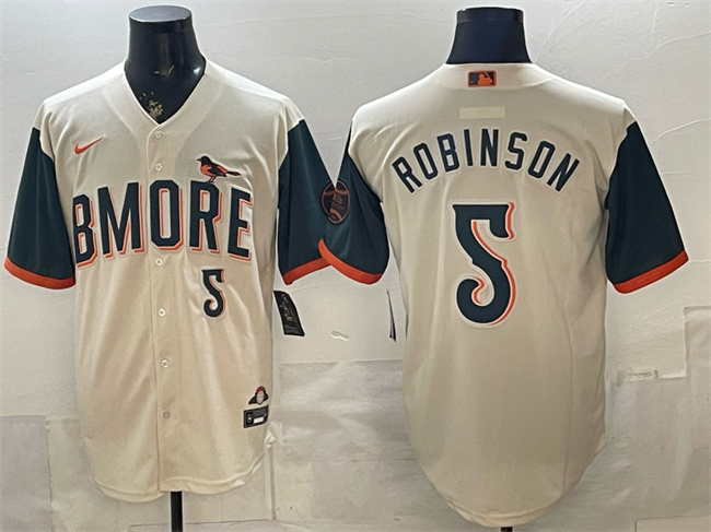 Men's Baltimore Orioles #5 Brooks Robinson Natural 2026 City Connect Stadium Stitched Baseball Jersey